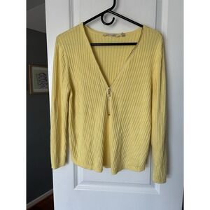 Soft Surroundings Sweater Yellow 1/2 Zip Long Sleeve Pullover Womens M Petite
